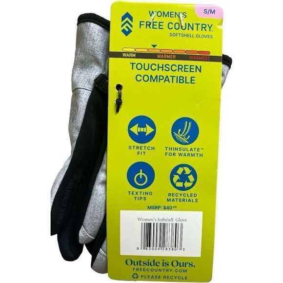 New Womens Free Country Softshell Outdoor Touchscreen Compatable Gloves - Sz S/M - Picture 3 of 3